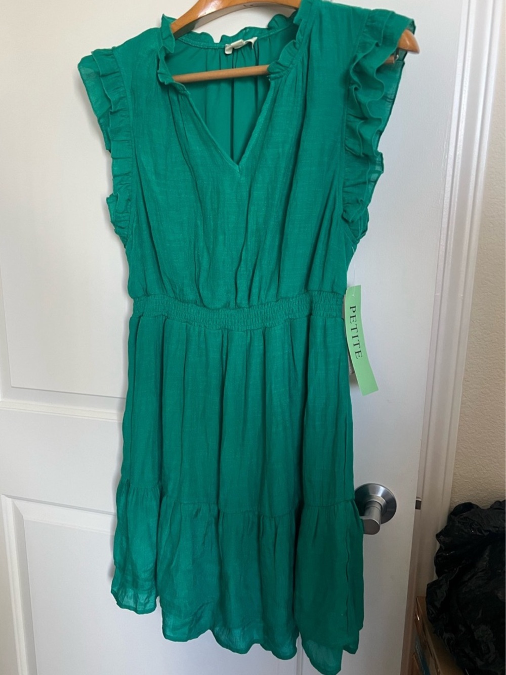 Indigo Rose Green Ruffle Sleeve Mini Dress NWT PL